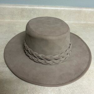Anthropologie ASN braided rancher Taupe Wide-Brim Hat